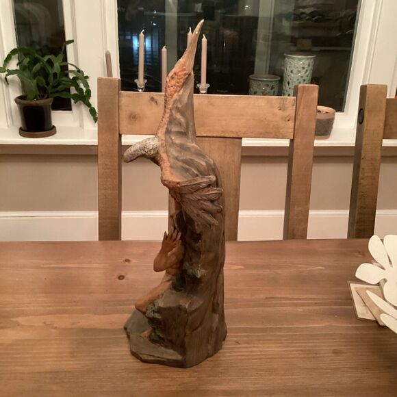 Vintage Native American Ceramic Bisque Eagle Painted 15” - Picture 5 of 8